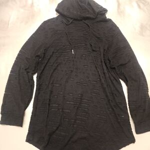 Others Follow Black Distressed Long Sleeve Hooded Shirt